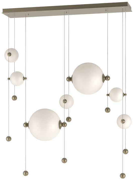 Abacus 7-Light Double Linear LED Pendant - Gold - Opal