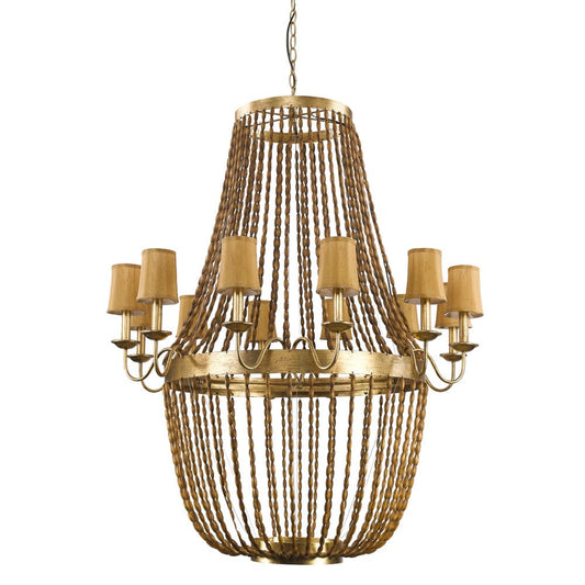 Anastasia 12 Light 49-1/4" Wide Beaded Empire Chandelier with Fabric Shades and Beaded Chains