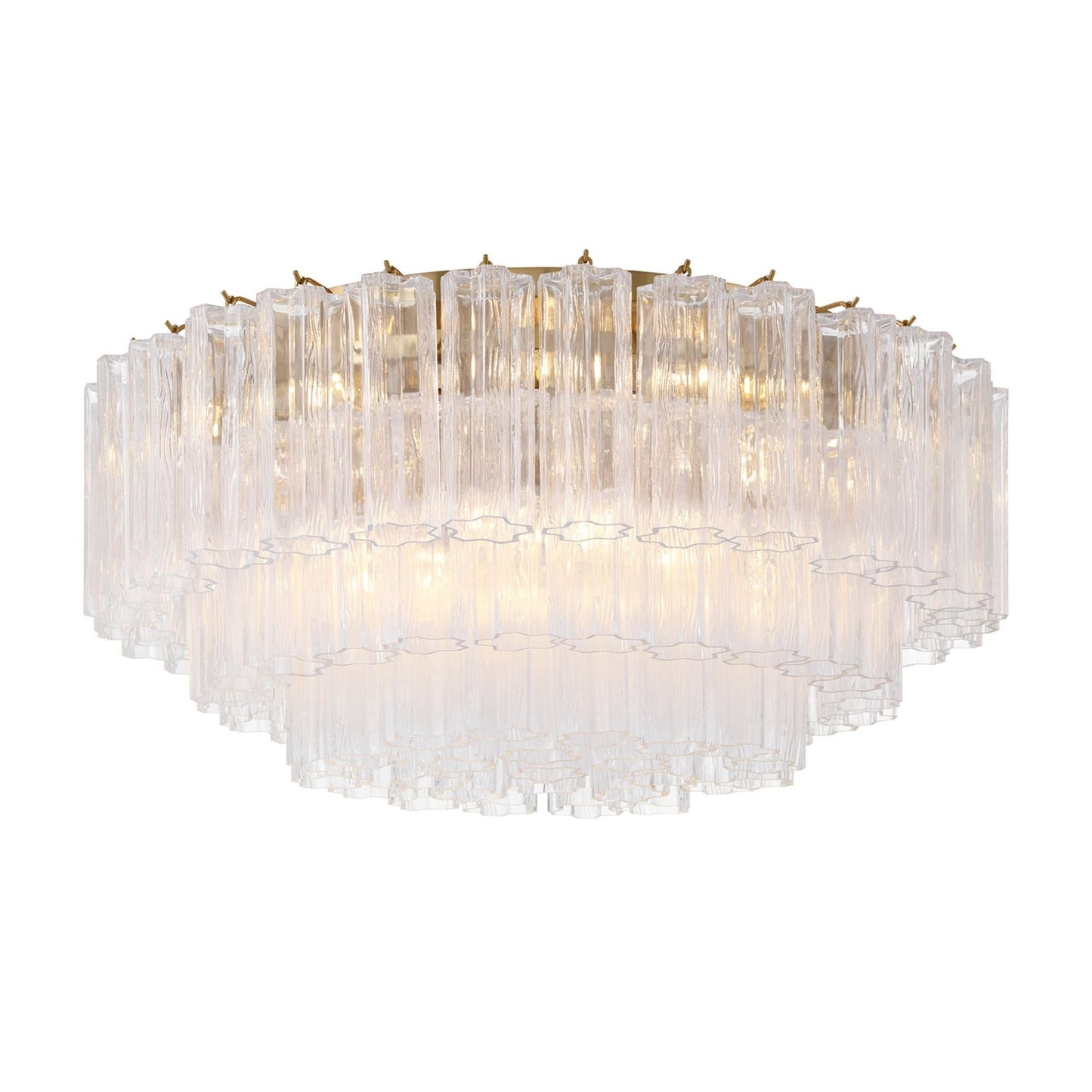 Addis 32'' Aged Brass Flush Mount Clear 32"W x 14.5"H x 32"D