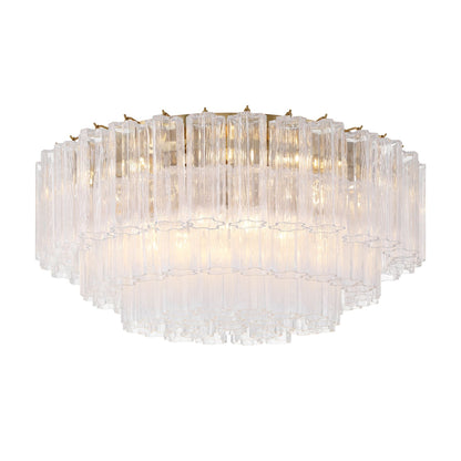 Addis 32'' Aged Brass Flush Mount Clear 32"W x 14.5"H x 32"D