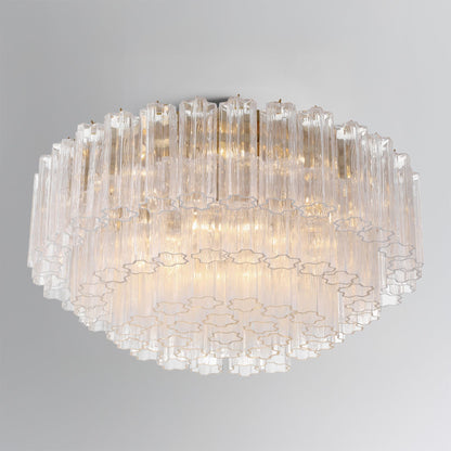 Addis 32'' Aged Brass Flush Mount Clear 32"W x 14.5"H x 32"D