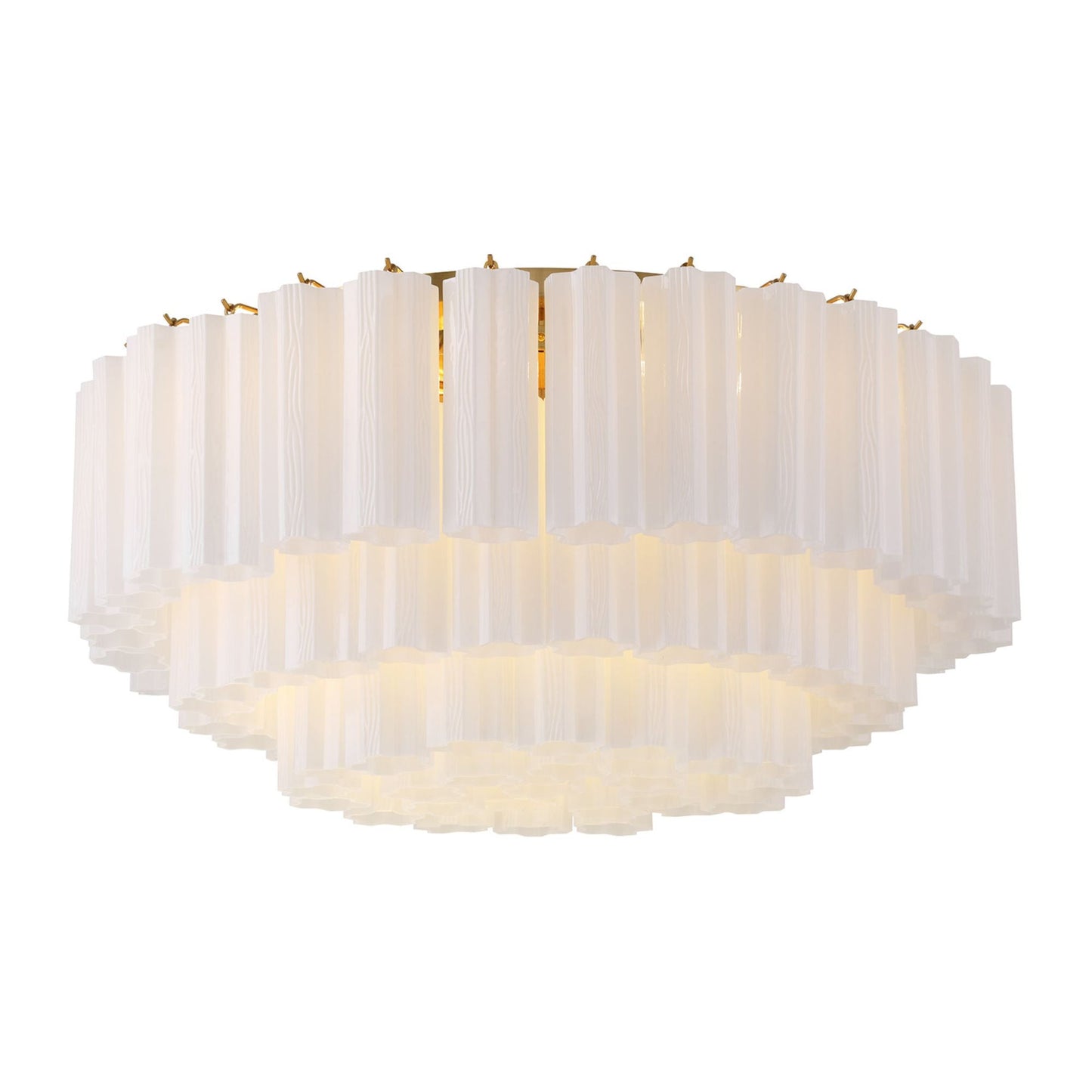 Addis 32'' Aged Brass Flush Mount White 32"W x 14.5"H x 32"D