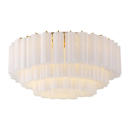 Addis 32'' Aged Brass Flush Mount White 32"W x 14.5"H x 32"D