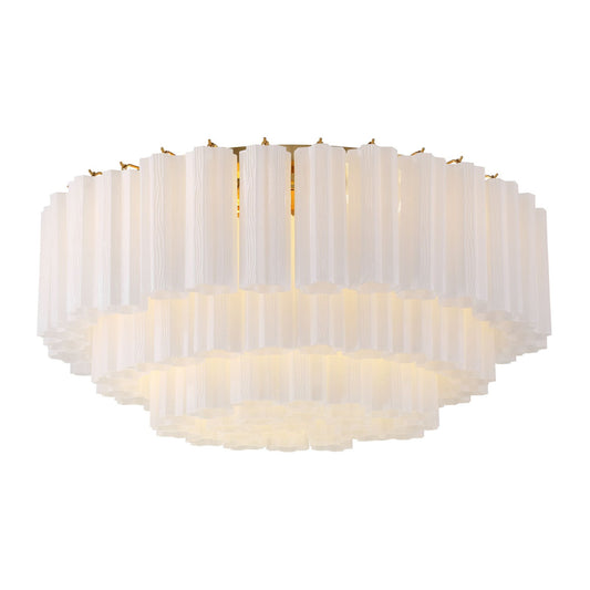 Addis 32'' Aged Brass Flush Mount White 32"W x 14.5"H x 32"D