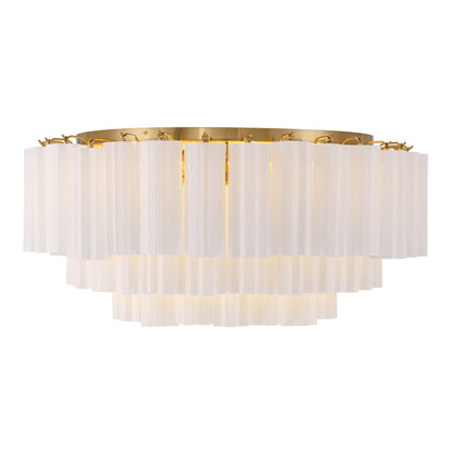 Addis 32'' Aged Brass Flush Mount White 32"W x 14.5"H x 32"D