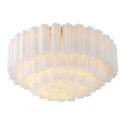 Addis 32'' Aged Brass Flush Mount White 32"W x 14.5"H x 32"D