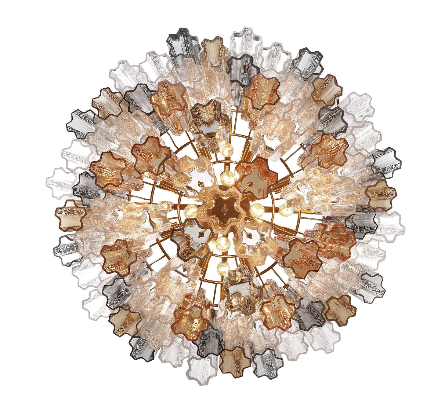 Addis 32" Wide Aged Brass Chandelier with Autumn Glass