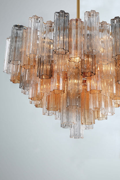 Addis 32" Wide Aged Brass Chandelier with Autumn Glass