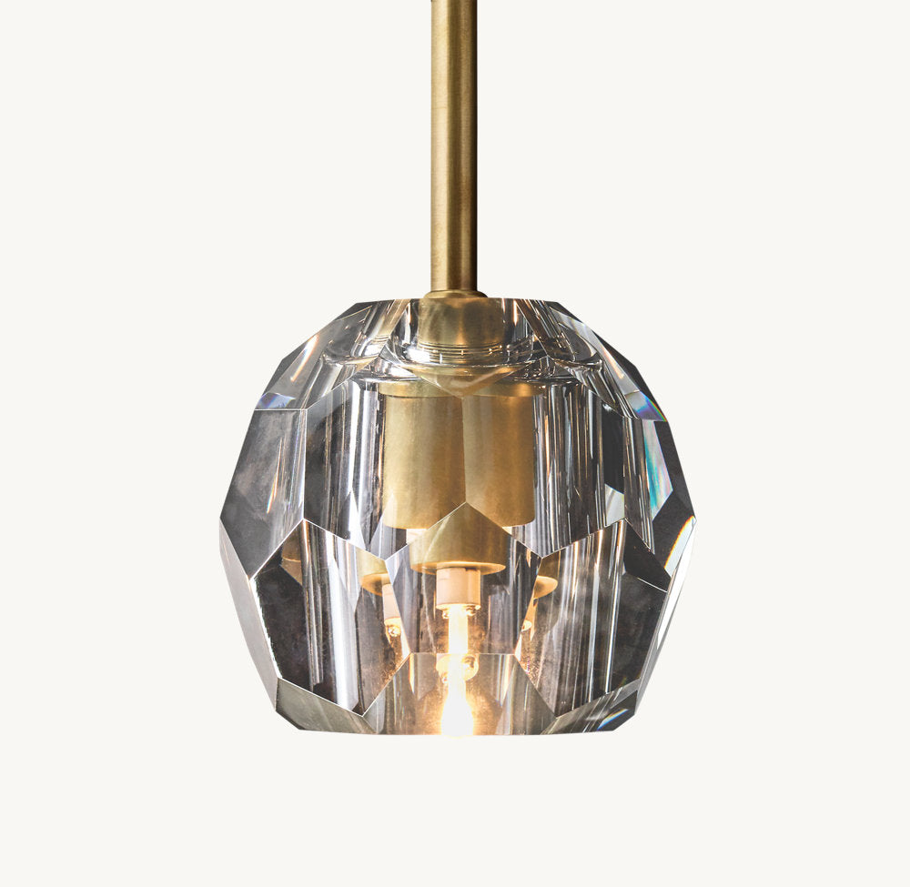 Crystal Sphere Smoky Glass Rod Pendant Lamp