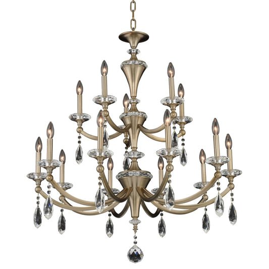 Allegri Floridia 15 Light 37" Wide Taper Candle Style Chandelier with Firenze Crystal