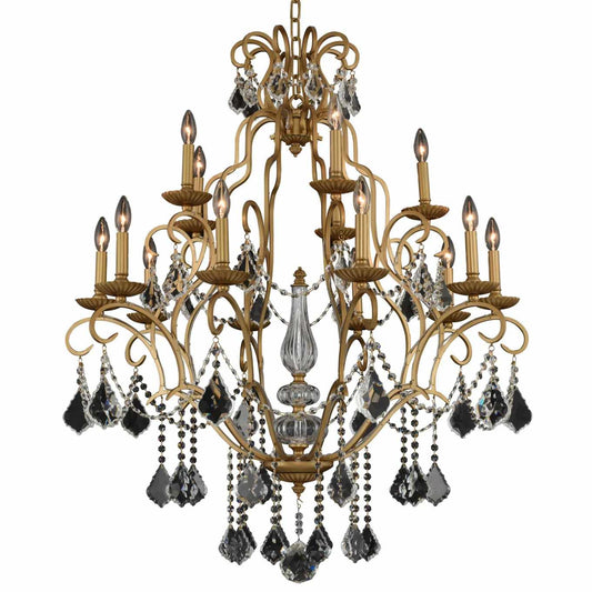 Elise 15 Light 37" Wide Taper Candle Style Chandelier with Firenze Crystal