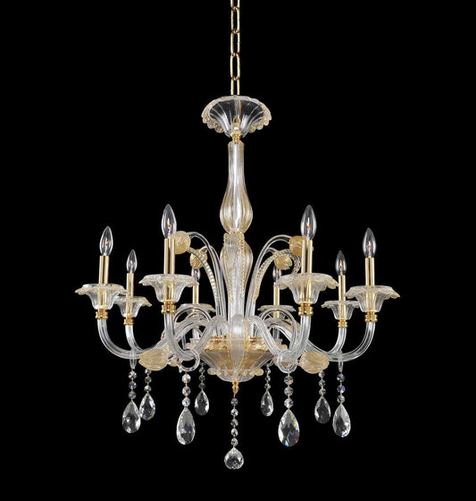 La Rosa 8 Light 32" Wide Candle Style Chandelier with Crystal Accents