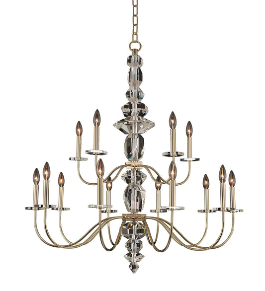 Bolivar 15 Light 38" Wide Taper Candle Style Chandelier with Firenze Crystal