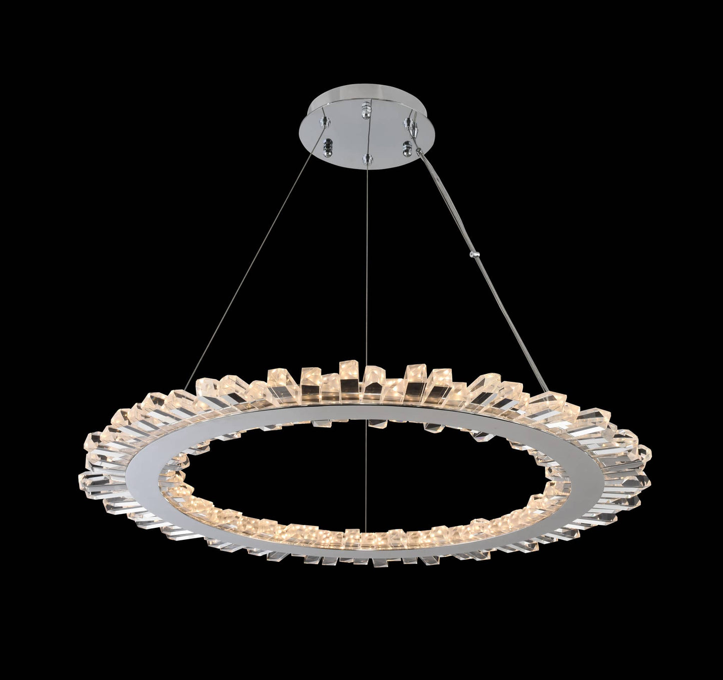 Quasar 34" Wide LED Ring Chandelier with Firenze Crystal