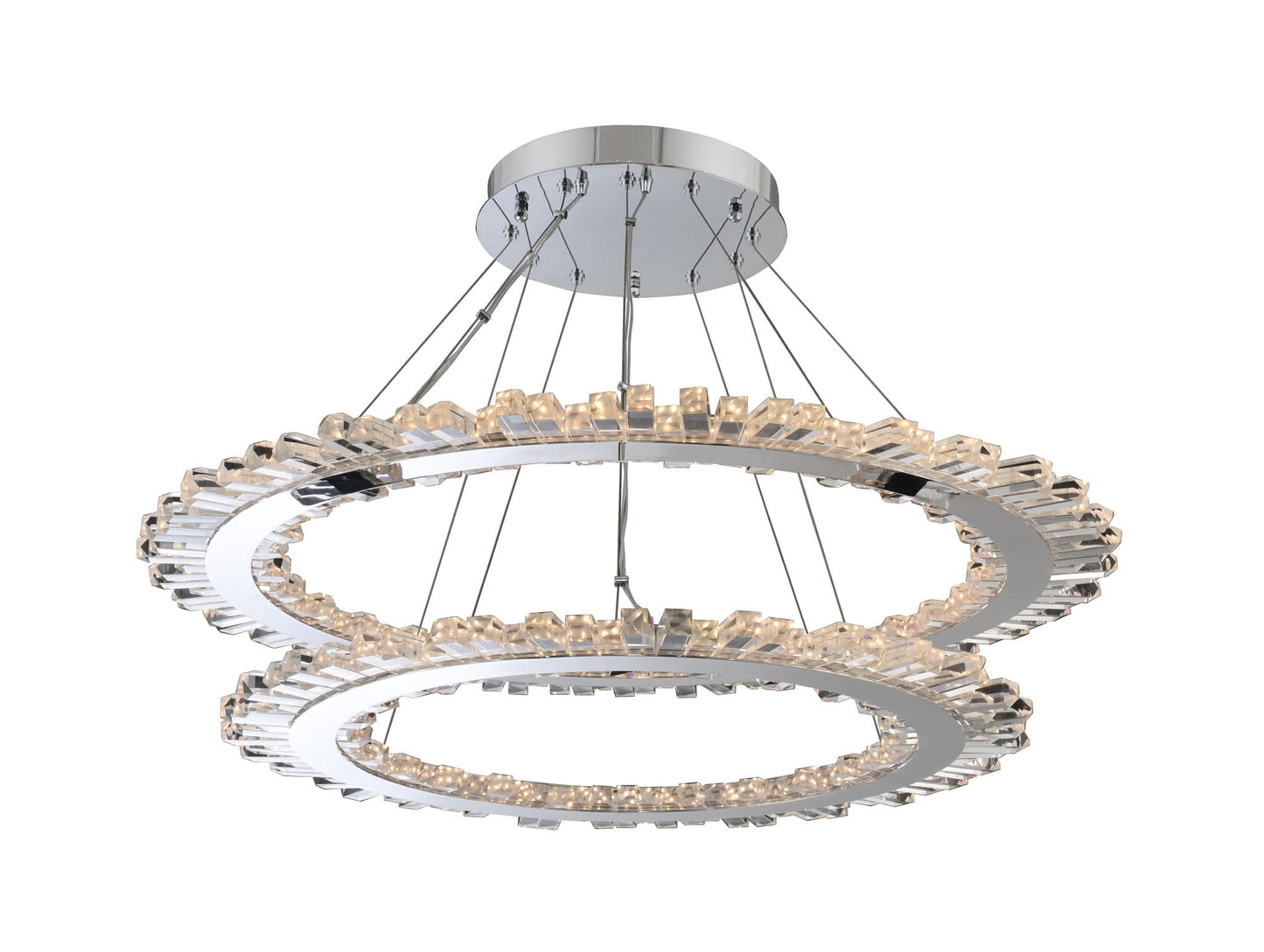 Quasar 2 Light 42" Wide LED Ring Chandelier with Firenze Crystal