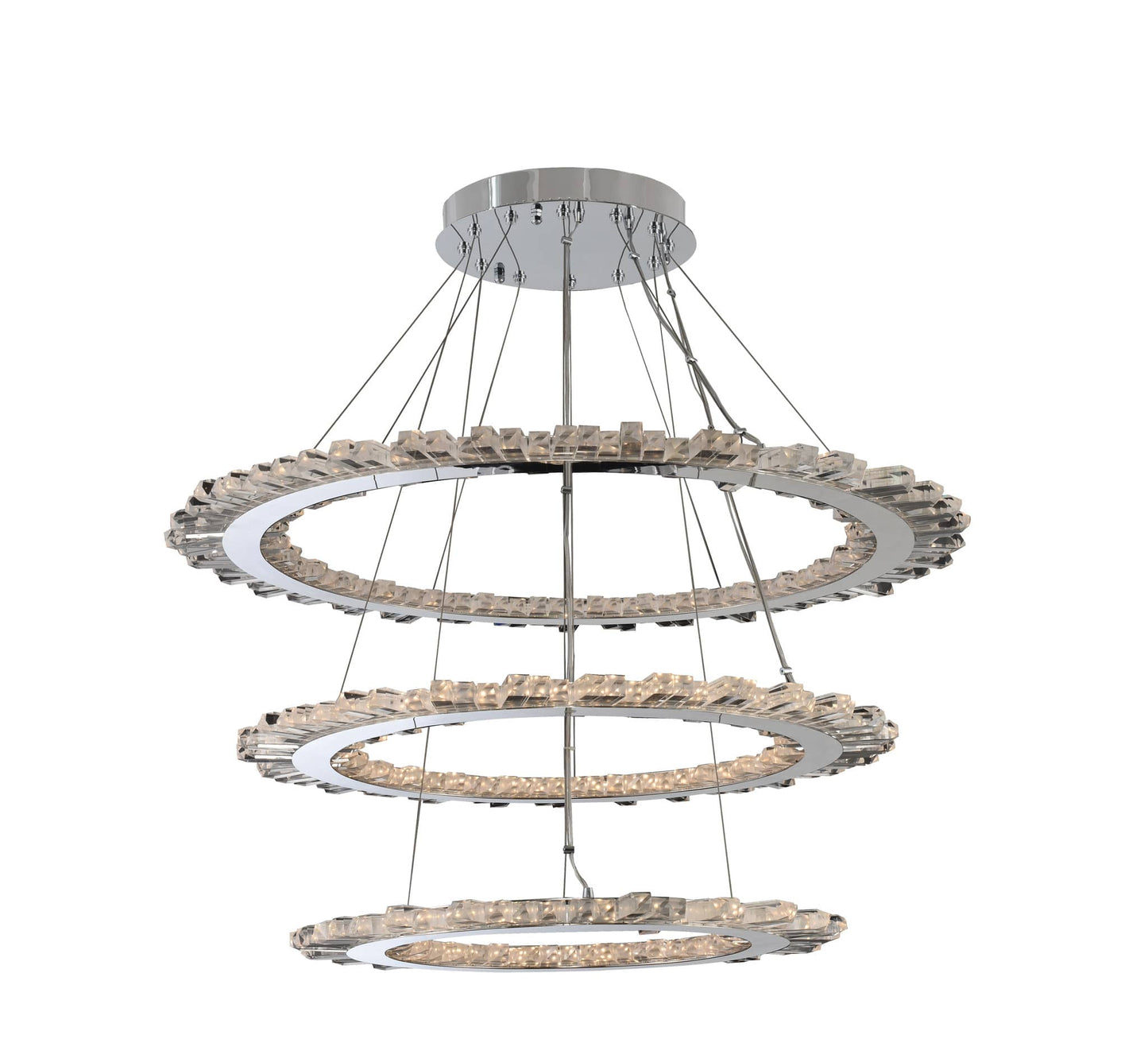 Quasar 3 Light 42" Wide LED Ring Chandelier with Firenze Crystal