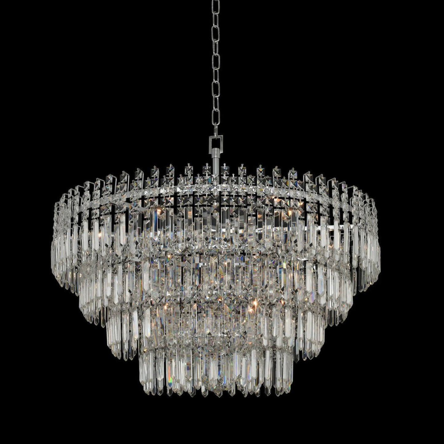 Pandoro 33" Wide 4 Tier Waterfall Chandelier with Firenze Crystal