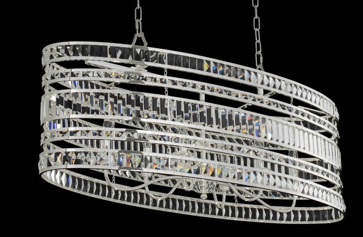 Strato 6 Light 42" Wide Crystal Drum Chandelier