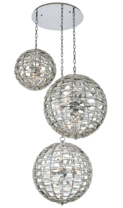 Alta 30 Light 46" Wide Crystal Multi Light Pendant - (2) 18" and (1) 26" Spheres