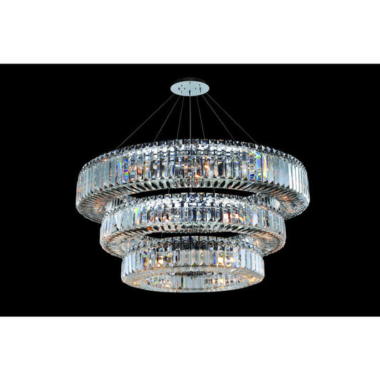 Allegri Quantum Rondelle 39 Light Three Tier Chandelier