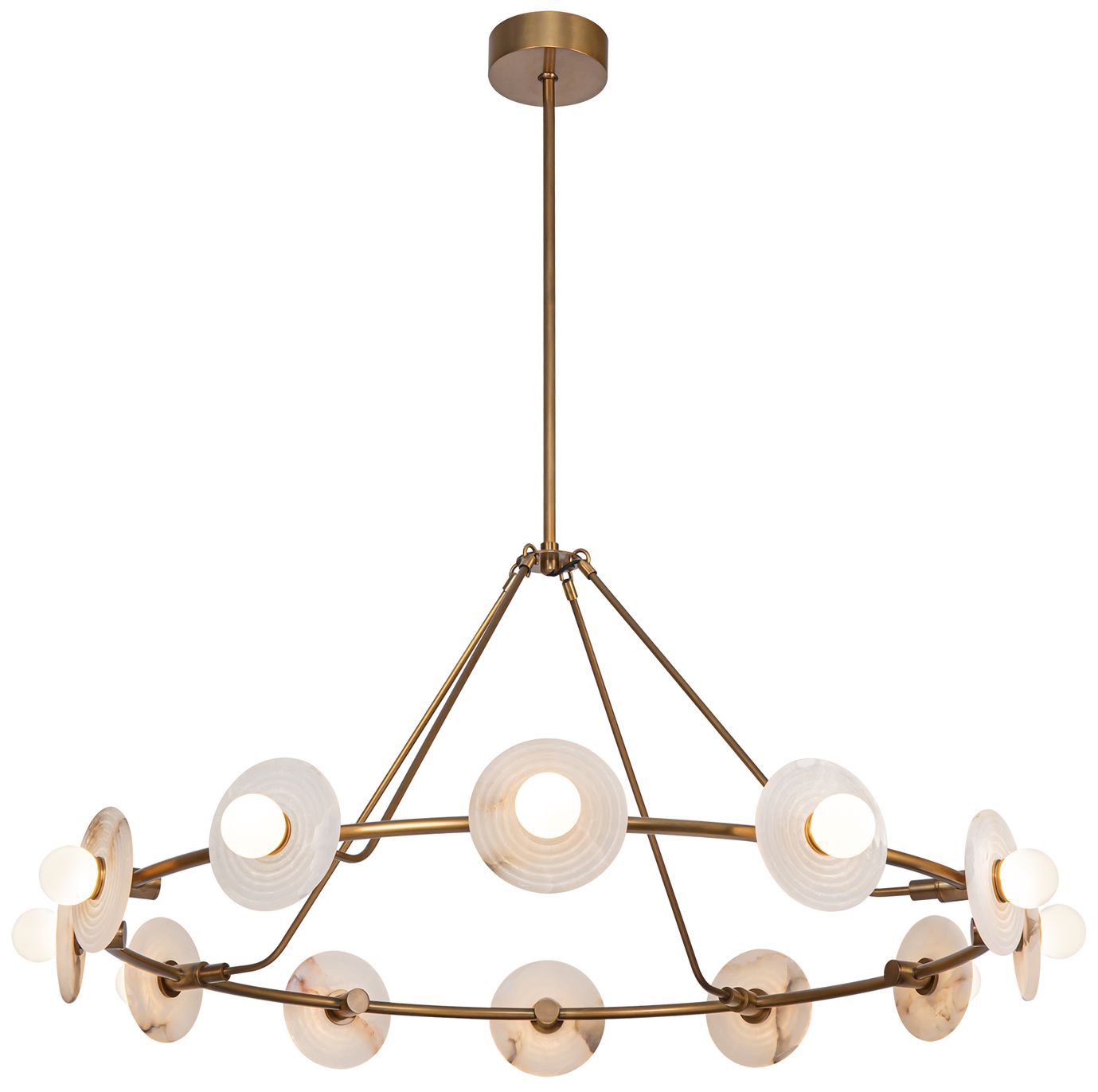 Alora Dahlia LED 46-in Vintage Brass/Alabaster LED Chandeliers