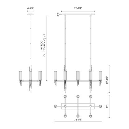 Alora Lighting Torres 38" Wide Linear Chandelier
