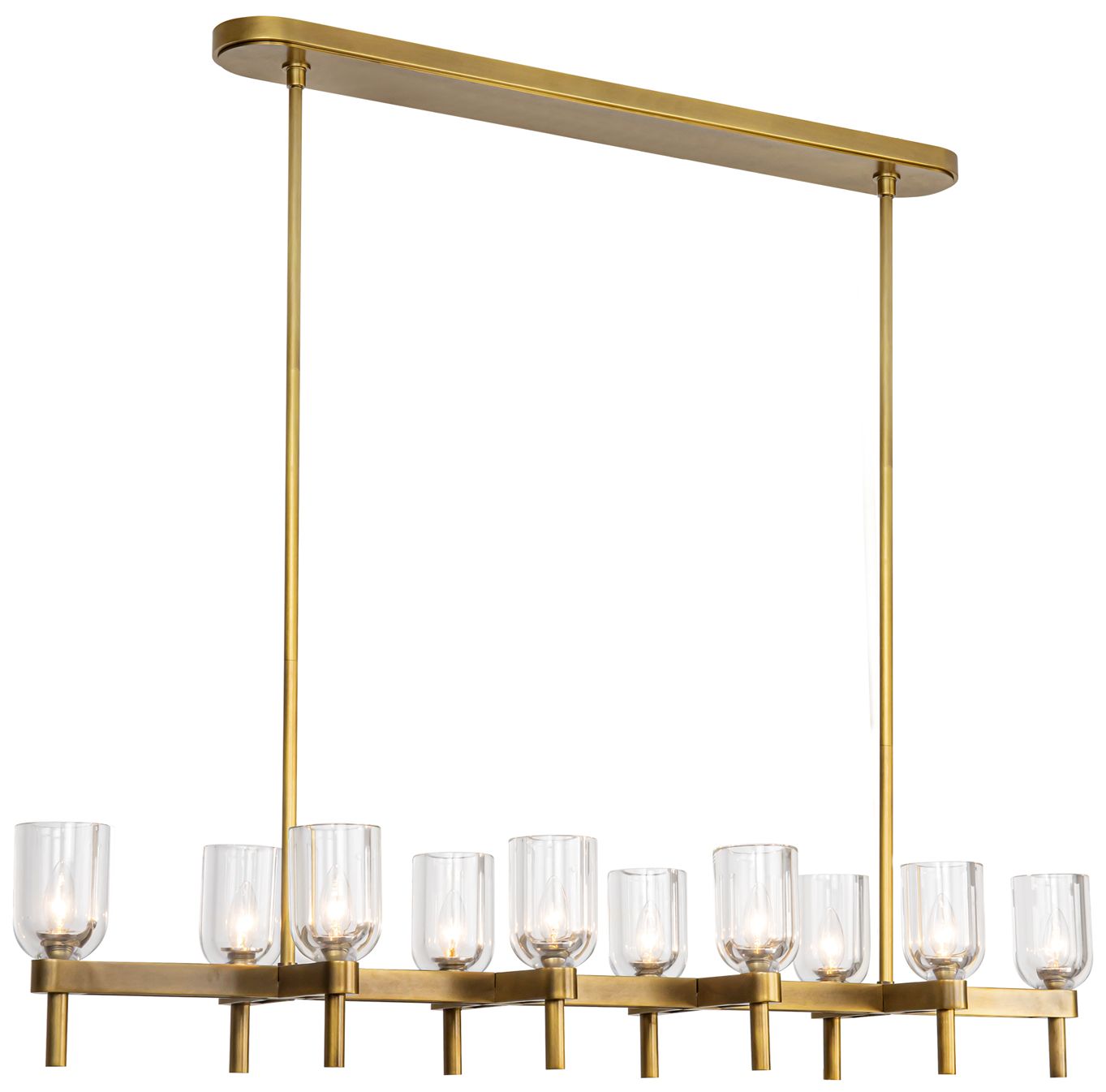Alora Lucian E12 52-in Clear Crystal/Vintage Brass Linear Pendant