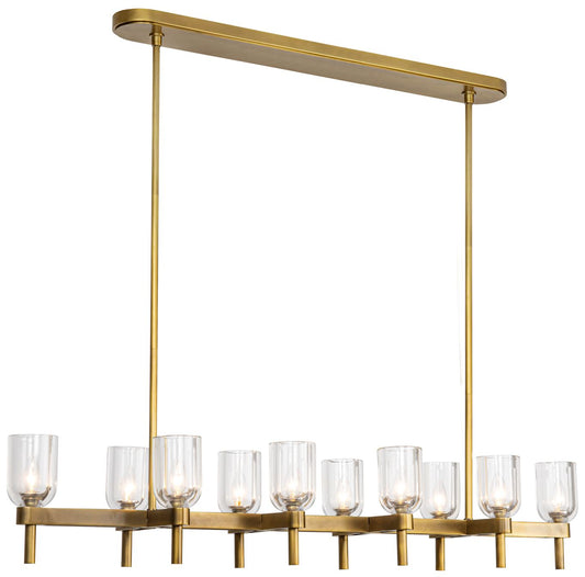 Alora Lucian E12 52-in Clear Crystal/Vintage Brass Linear Pendant
