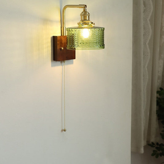 American Retro Walnut & Brass Wall Lamp