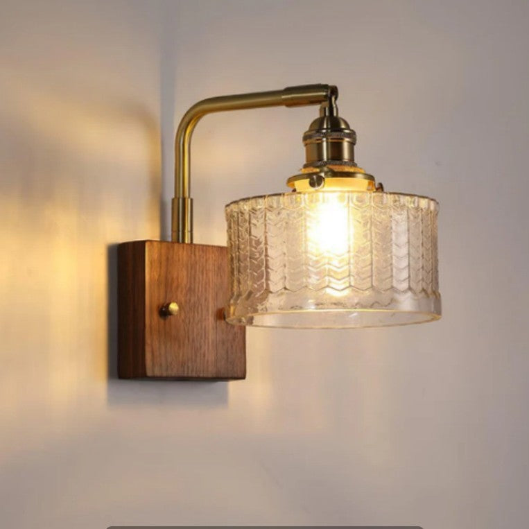 American Retro Walnut & Brass Wall Lamp