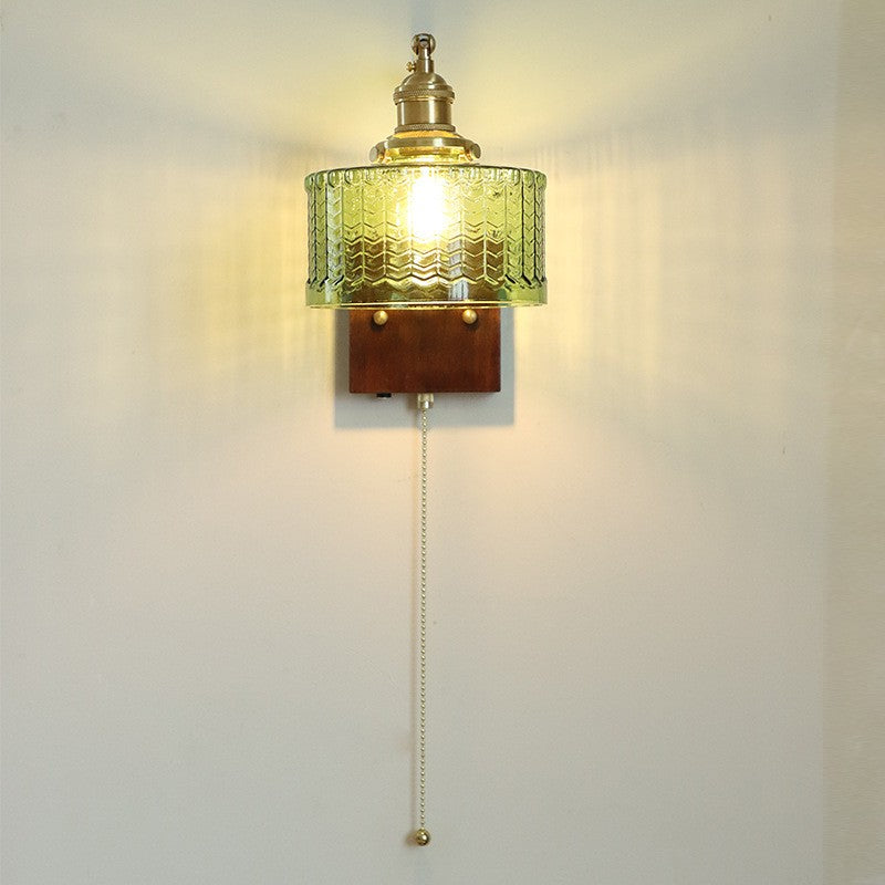 American Retro Walnut & Brass Wall Lamp