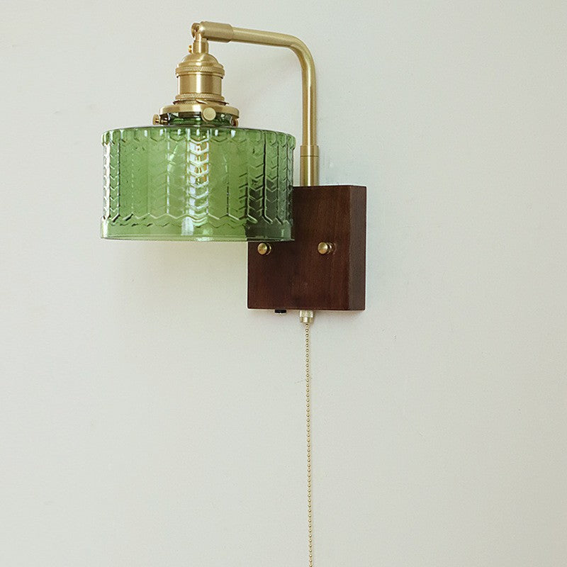 American Retro Walnut & Brass Wall Lamp