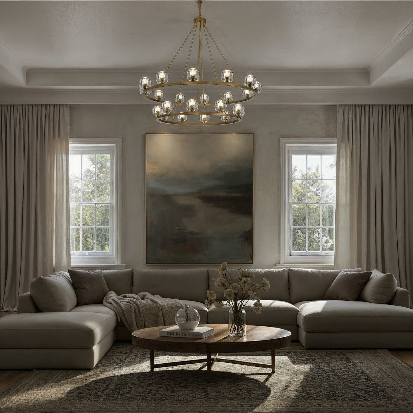 Aragon 48'' LED Soft Brass Chandelier Gold 48"W x 45.75"H x 48"D