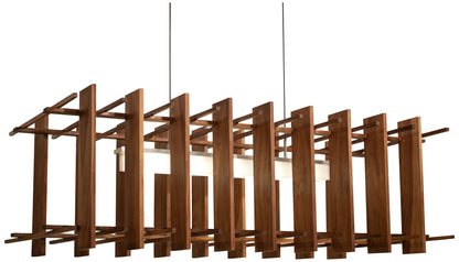 Arca 49" Wide Oiled Walnut LED Modern Linear Kitchen Island Pendant