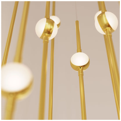 Aries 11.5"W Round Brass 3000K Long White Shade LED Pendant