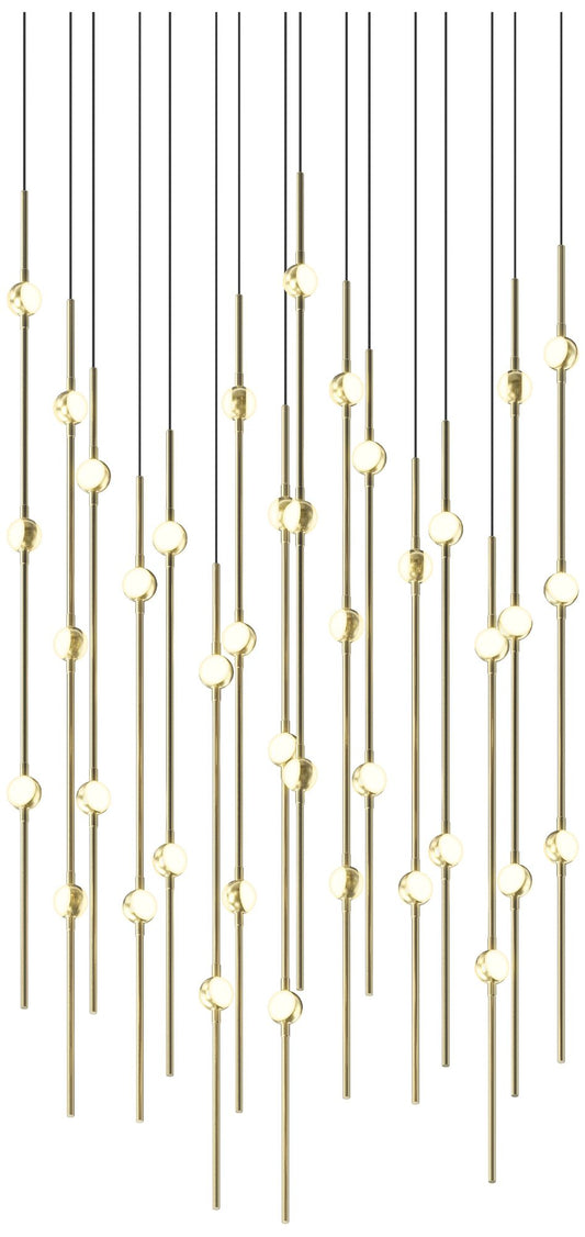 Aries 21.5"W Square Brass 2700K Long White Shade LED Pendant