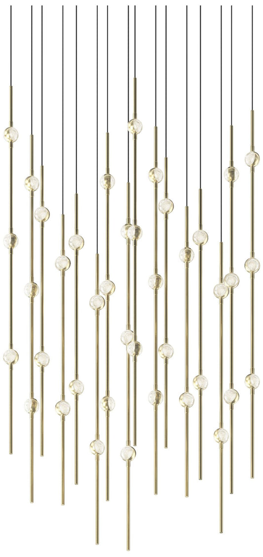Aries 21.5"W Square Brass 2700K Short Clear Shade LED Pendant