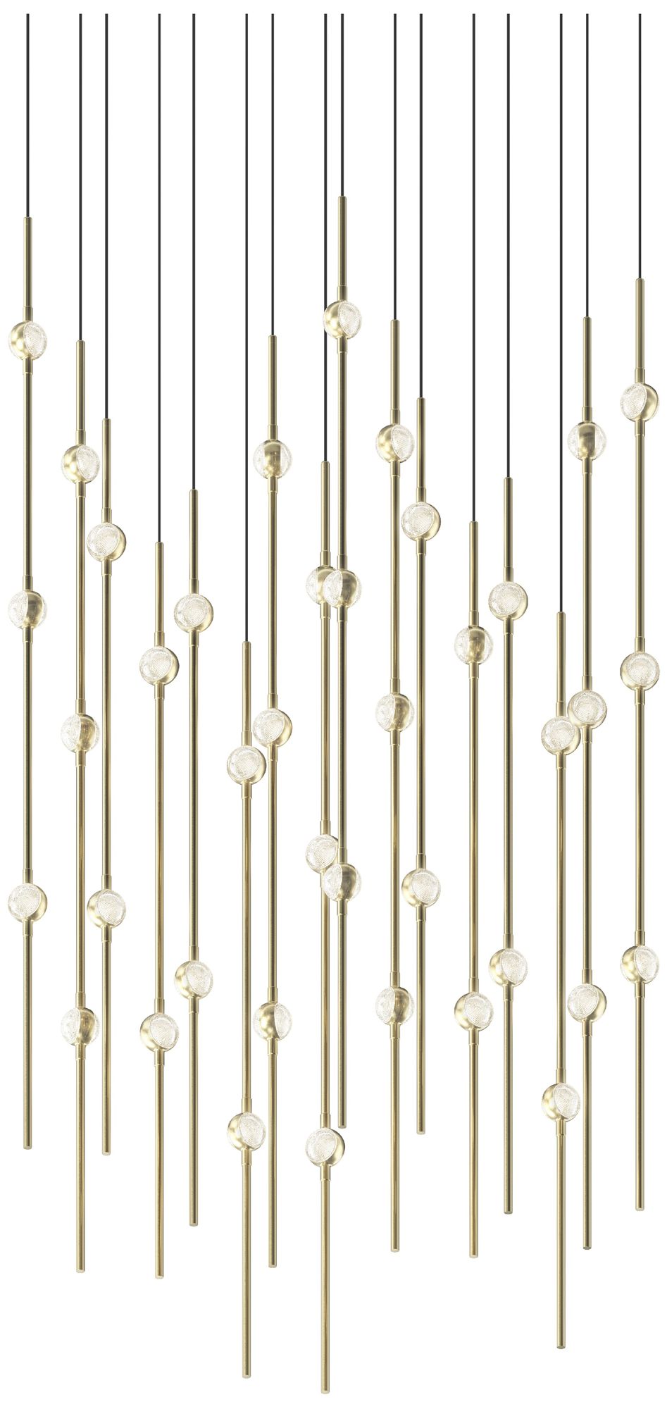 Aries 21.5"W Square Brass 3000K Long Clear Shade LED Pendant