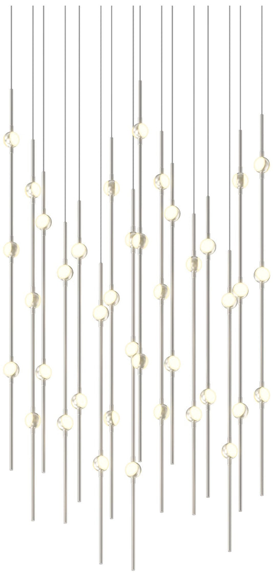 Aries 21.5"W Square Nickel 2700K Short White Shade LED Pendant