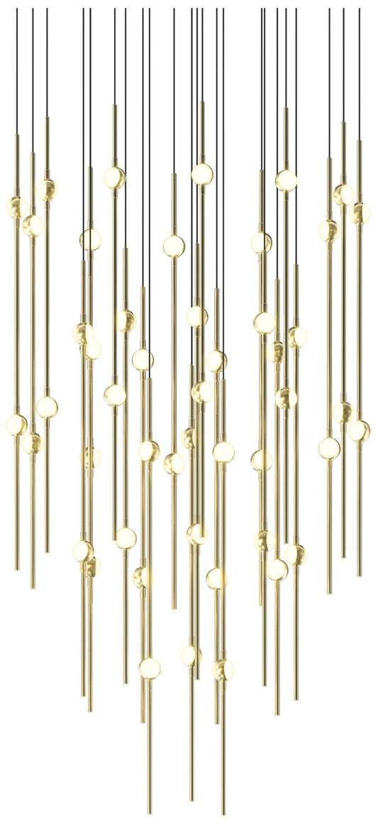 Aries 24.75"W Round Brass 2700K Short White Shade LED Pendant