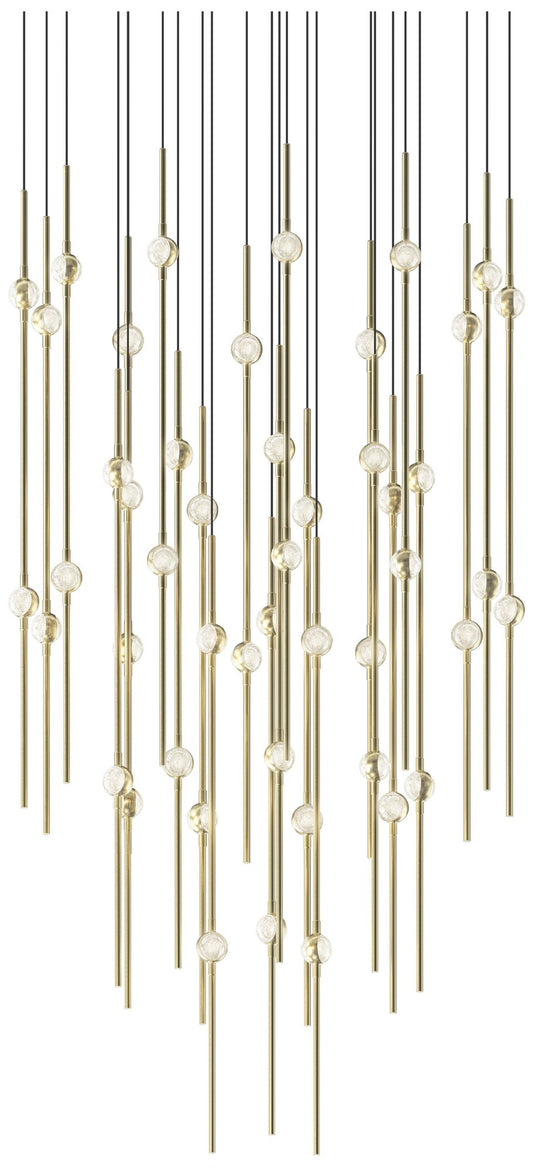 Aries 24.75"W Round Brass 3000K Short Clear Shade LED Pendant