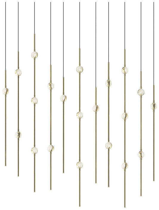 Aries 35.5"W Rectangle Brass 2700K Long Clear Shade LED Pendant