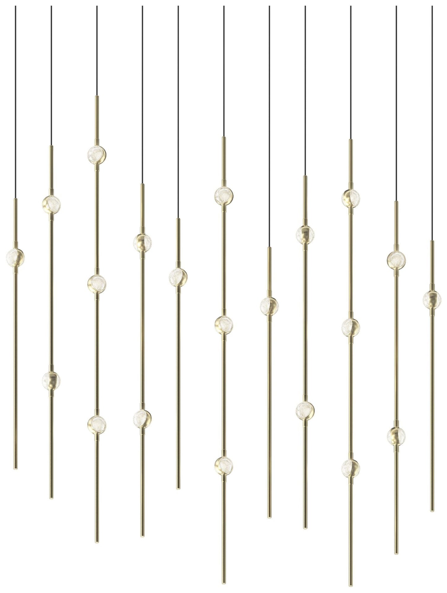 Aries 35.5"W Rectangle Brass 2700K Short Clear Shade LED Pendant