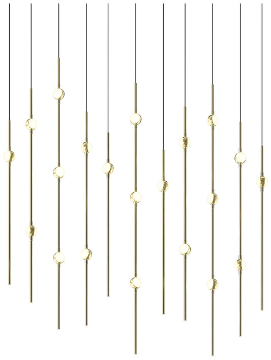 Aries 35.5"W Rectangle Brass 3000K Long White Shade LED Pendant