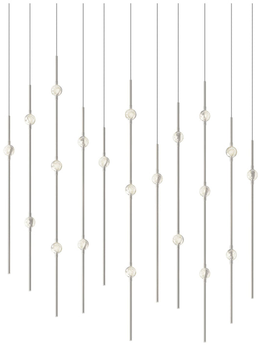 Aries 35.5"W Rectangle Nickel 3000K Long Clear Shade LED Pendant