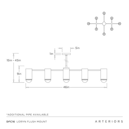 Arteriors Loryn Flush Mount 8 Light 46" Wide Semi-Flush Ceiling Fixture / Converts to Pendant