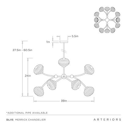 Arteriors Merrick Chandelier 12 Light 39" Wide Abstract Sputnik Chandelier