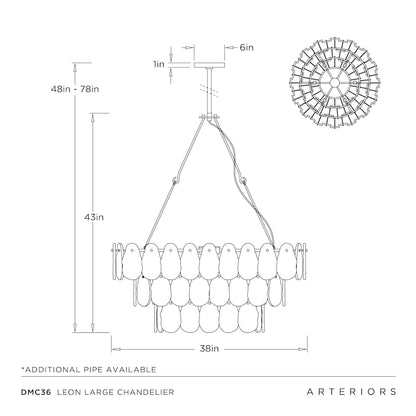 Arteriors Leon Large Chandelier 7 Light 38" Wide Waterfall Chandelier