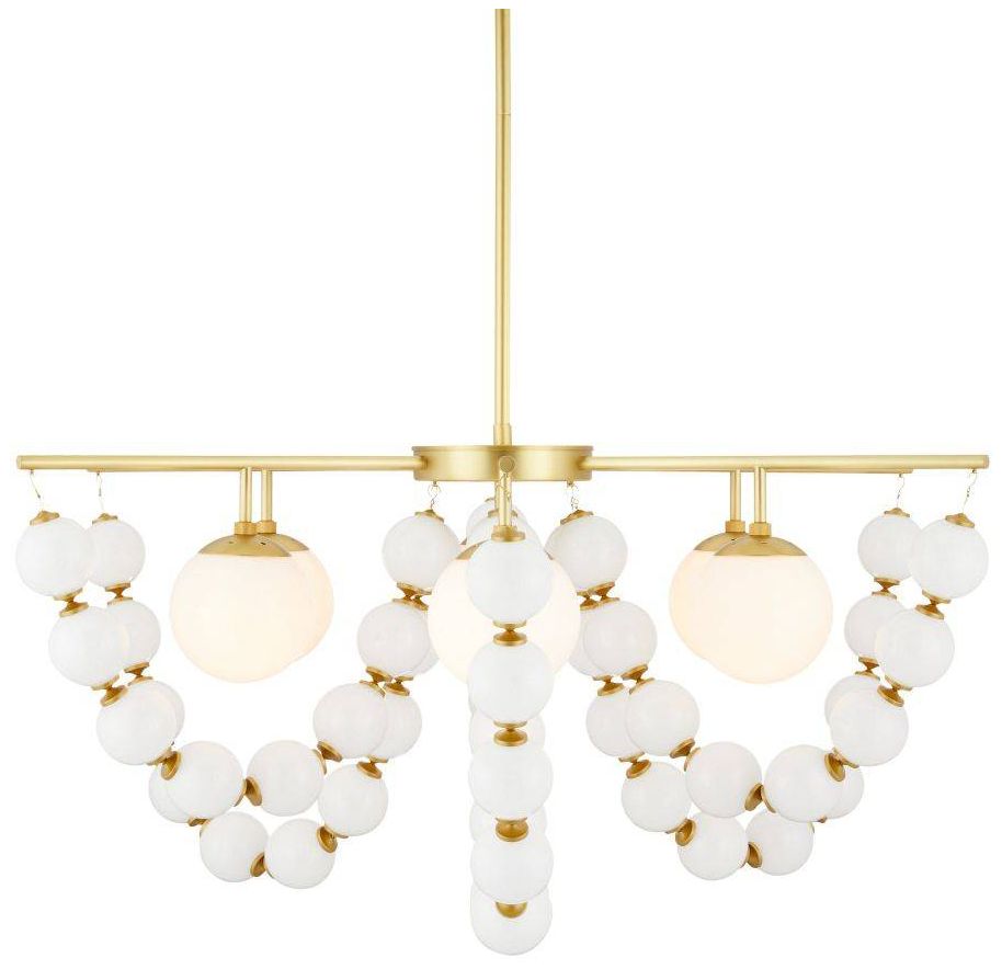 Arteriors Genesis Chandelier 42" Opal Antique Brass