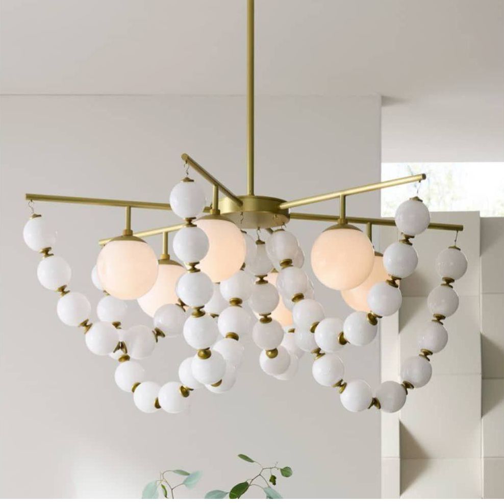 Arteriors Genesis Chandelier 42" Opal Antique Brass
